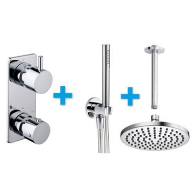 Regendoucheset Inbouw Plafond Mila 20cm Rond Chroom Thermostaatkraan Handdouche Regendoucheset Inbouw Plafond Mila 20cm Rond Chroom Thermostaatkraan Handdouche