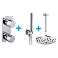 Regendoucheset Inbouw Plafond Mila 20cm Rond Chroom Thermostaatkraan Handdouche