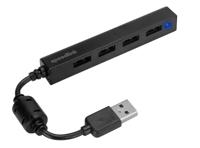 Speedlink INT-SL-140000-BK Snappy Slim USB Hub - Passieve 4-poorts hub met USB 2.0 - tot 480 Mbit/S - geïntegreerde connector - driverloze installatie - zwart