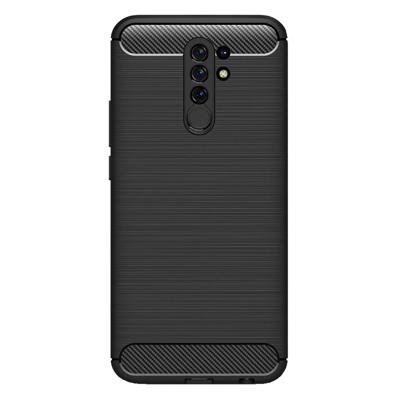 Shop4 - Xiaomi Redmi 9 Hoesje - Zachte Back Case Brushed Carbon Zwart