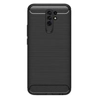 Shop4 - Xiaomi Redmi 9 Hoesje - Zachte Back Case Brushed Carbon Zwart
