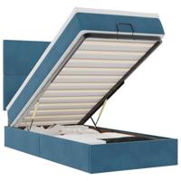 vidaXL Ottoman bed met matrassen 90x200cm fluweel donkerblauw, bedframe, ottoman bedframe, bedframe met opbergruimte onder het bed