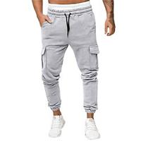 Voor heren Joggingbroeken Jogger Cargo-joggingbroek Zak Trekkoord Elastische taille Effen Comfort Buitensporten Dagelijks Modieus Casual Leger groen Zwart Micro-elastisch Lightinthebox