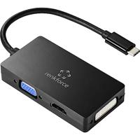 Renkforce RF-4633066 USB-C/HDMI/DVI/VGA Adapter [1x USB-C stekker - 1x VGA-bus, HDMI-bus, DVI-bus 24+5-polig] Zwa