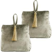 3x stuks fluwelen deurstoppers 18 cm beige