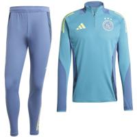 adidas Ajax Trainingspak 1/4-Zip 2024-2025 Lichtblauw Blauw Geel - thumbnail