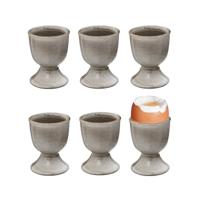 Eierdopjes Glaze - set van 6x - keramiek - taupe - 5 x 7 cm