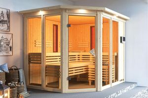 Karibu | Ava Sauna met Dakkraag | Kachel 9 kW Externe Bediening