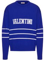 Valentino Garavani pull à logo en intarsia - Bleu