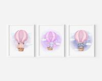 Posters - Babydieren in heteluchtballon / Set van 3 - thumbnail