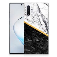 Samsung Galaxy Note 10 Plus TPU Siliconen Hoesje Marmer Wit Zwart - Origineel Cadeau Man