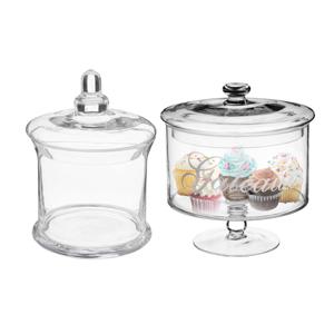 Set van 2x voorraadpotten/koektrommels 1L en 1,8L glas met deksel