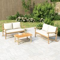 2-delige Loungeset met kussens bamboe crmewit