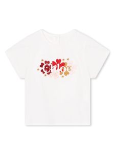 Chloé Kids t-shirt en coton biologique à logo brodé - Blanc