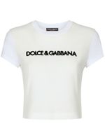 Dolce & Gabbana logo-embroidered stretch-cotton T-shirt - Blanc