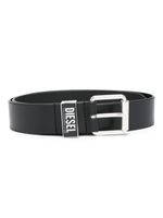 Diesel ceinture en cuir à plaque logo - Noir