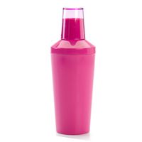 Cocktailshaker van kunststof in het roze 500 ml - 23 cm hoog