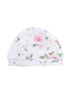 Monnalisa bonnet en coton à fleurs - Blanc