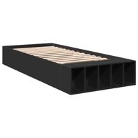 vidaXL Bedframe bewerkt hout zwart 90x190 cm, bed, bed ombouw, boxspring, bedbodem, slaapkamermeubel, 1 persoonsbed, eenpersoonsbed, 1 persoons bed