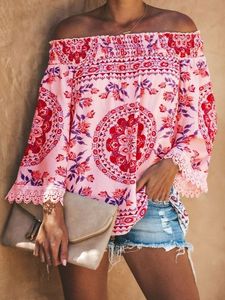 Printed Casual Off Shoulder Top