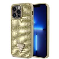 iPhone 15 Pro Max Guess Rhinestones Triangle Metal Logo Case - Gold - thumbnail