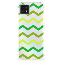 OPPO A53 5G | A73 5G Doorzichtige Silicone Hoesje Zigzag Groen - thumbnail