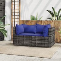 Tuinhoekbanken met kussens 2 st poly rattan grijs