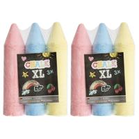 XL mega stoepkrijt - 6x stuks - roze/blauw/geel - L19 cm - thumbnail