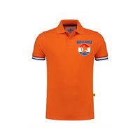 Luxe grote maten Holland supporter polo oranje met leeuw vlagcirkel op borst 200 grams heren EK /WK