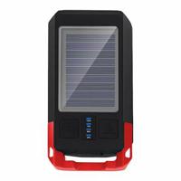 BG-1706 USB+Solar Oplaadbare Fietsverlichting Waterdicht 6 Lichtstanden Fiets Dubbele Koplamp Met Claxon Alarm - Rood