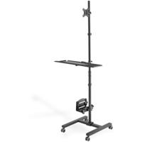 Digitus DA-90374 PC/monitor-trolley 1-voudig 43,2 cm (17) - 81,3 cm (32) Zwart In hoogte verstelbaar, Toetsenbordhouder, Kantelbaar, Roteerbaar, Zwenkbaar