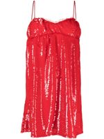 GANNI robe courte sans manches à sequins - Rouge