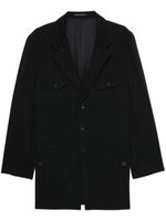 Yohji Yamamoto blazer en laine à simple boutonnage - Noir