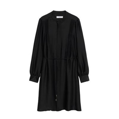Mango satijnen blousejurk met plooien zwart