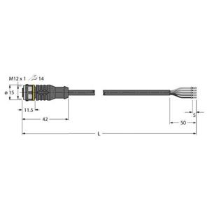 Turck 6625507 Sensor/actuator aansluitkabel Aantal polen: 5 5 m 1 stuk(s)