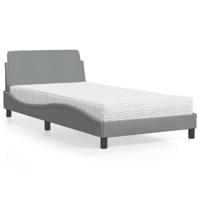 vidaXL Bed met matras stof lichtgrijs 100x200 cm