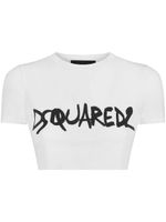 DSQUARED2 t-shirt crop à logo imprimé - Blanc