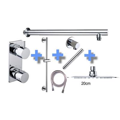 Regendoucheset Inbouw Muur Allora Thin 20cm Rond Chroom Thermostaatkraan Handdouche Glijstang Regendoucheset Inbouw Muur Allora Thin 20cm Rond Chroom Thermostaatkraan Handdouche Glijstang