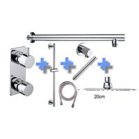 Regendoucheset Inbouw Muur Allora Thin 20cm Rond Chroom Thermostaatkraan Handdouche Glijstang