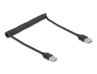 DeLOCK Coiled Cable EASY-USB 2.0 Type-A male to EASY-USB Type-A male 0.5 m to 0.8 m black