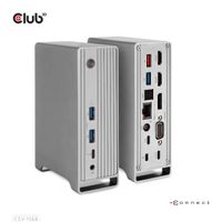 CLUB3D USB type C Universeel docking station 2x USB Gen2 Type-A 1x USB Gen1 Type-A 1x USB Type-A (ROOD) Smart Charging-poort 5V/2.4A Max. • 2x HDMI (DP Alt Mode) 1x DP (DP Alt Mode) 1x VGA 1x RJ45 max.120 Watt opladen - thumbnail