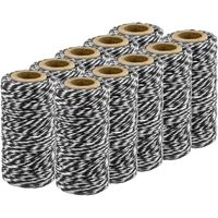 10x Zwart/wit katoenen touw 50 meter cadeaulint   -