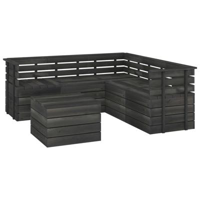 vidaXL 6-delige Loungeset pallet massief grenenhout donkergrijs
