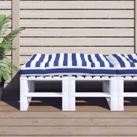 Palletkussen gestreept 120x80x12 cm stof blauw en wit - thumbnail