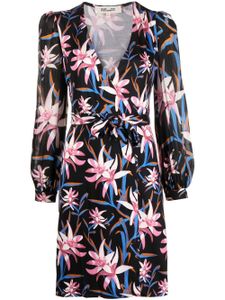 DVF Diane von Furstenberg robe portefeuille Harlow à fleurs - Noir