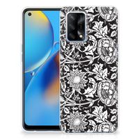 OPPO A74 4G TPU Case Black Flowers - thumbnail