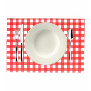 Bellatio design Placemats - 10x - rood/wit geblokt - Oktoberfest - 43cm