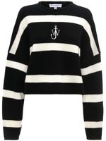 JW Anderson logo-embroidered striped jumper - Noir