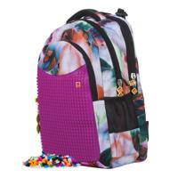 Pixie crew rugzak veren met siliconen paneel 32 liter roze