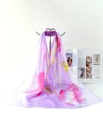 Boho Floral Print Long Silk Scarf Bali Resort Scarf